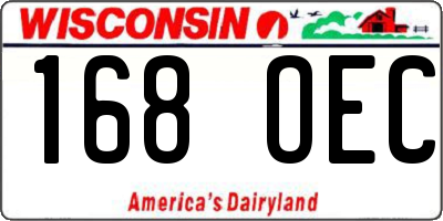 WI license plate 168OEC