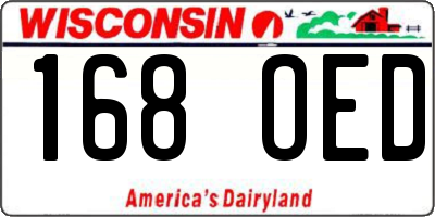 WI license plate 168OED