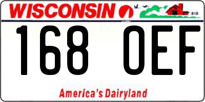 WI license plate 168OEF