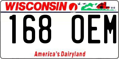 WI license plate 168OEM