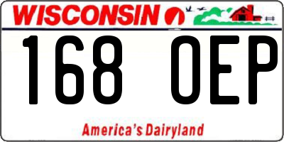 WI license plate 168OEP
