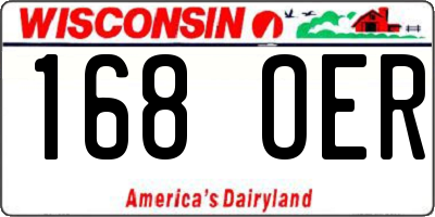 WI license plate 168OER