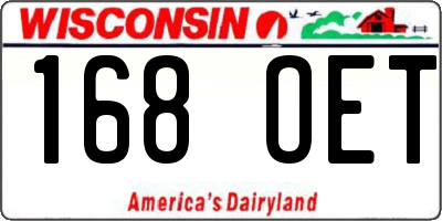 WI license plate 168OET