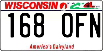 WI license plate 168OFN