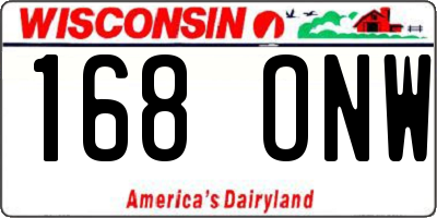 WI license plate 168ONW