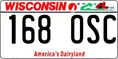 WI license plate 168OSC