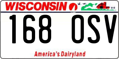 WI license plate 168OSV