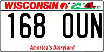 WI license plate 168OUN