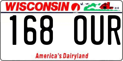 WI license plate 168OUR