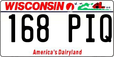 WI license plate 168PIQ