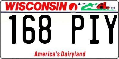 WI license plate 168PIY