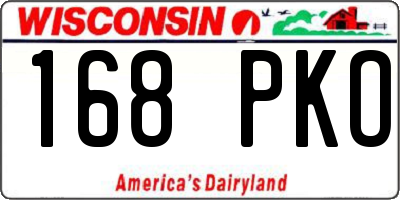 WI license plate 168PKO