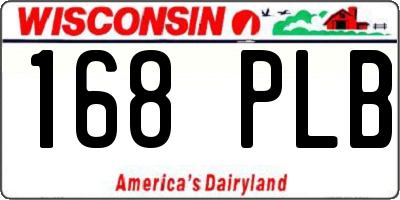 WI license plate 168PLB