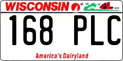 WI license plate 168PLC