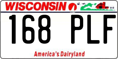 WI license plate 168PLF