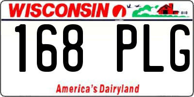 WI license plate 168PLG