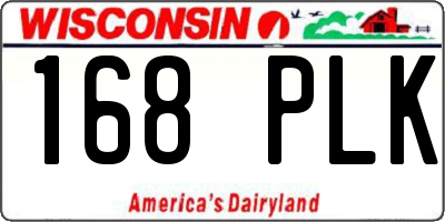 WI license plate 168PLK