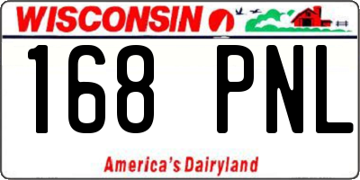 WI license plate 168PNL