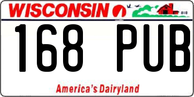 WI license plate 168PUB