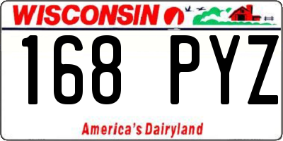 WI license plate 168PYZ