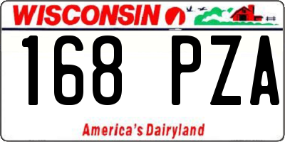 WI license plate 168PZA