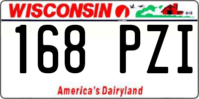 WI license plate 168PZI