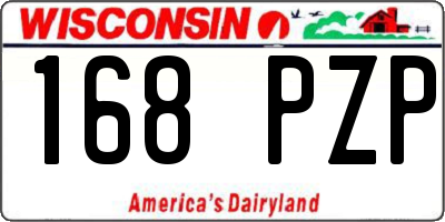 WI license plate 168PZP