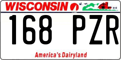 WI license plate 168PZR