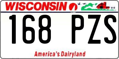 WI license plate 168PZS