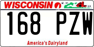 WI license plate 168PZW