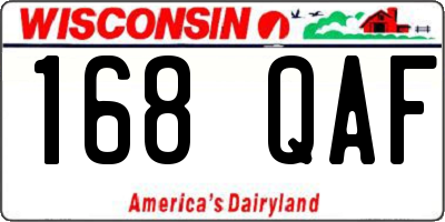 WI license plate 168QAF