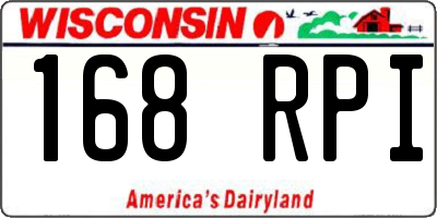 WI license plate 168RPI