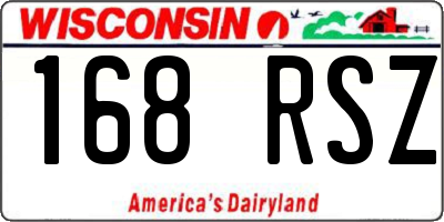 WI license plate 168RSZ