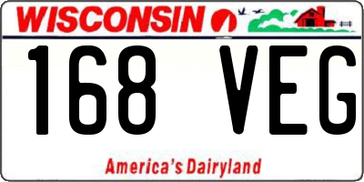 WI license plate 168VEG