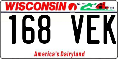 WI license plate 168VEK