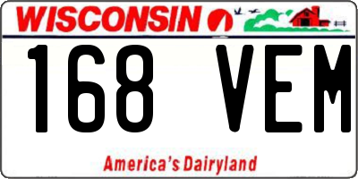 WI license plate 168VEM