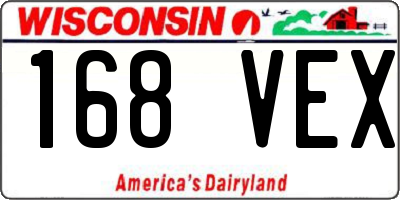 WI license plate 168VEX