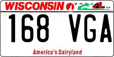 WI license plate 168VGA