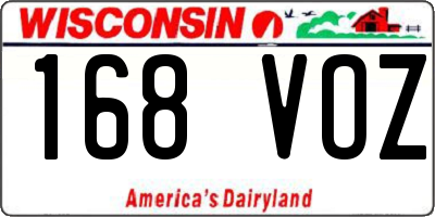 WI license plate 168VOZ