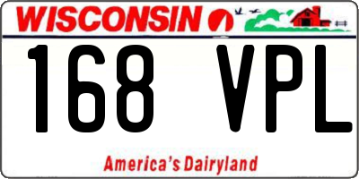 WI license plate 168VPL
