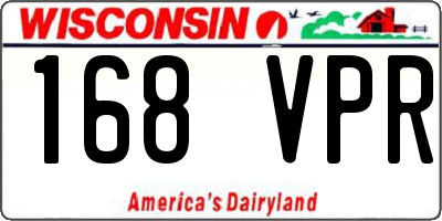 WI license plate 168VPR