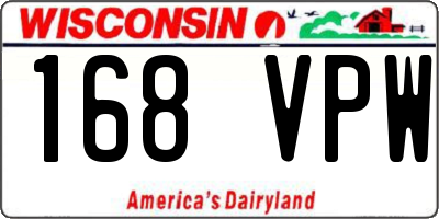 WI license plate 168VPW