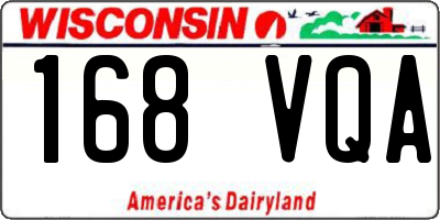 WI license plate 168VQA