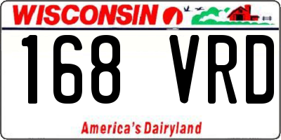 WI license plate 168VRD