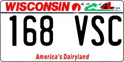 WI license plate 168VSC