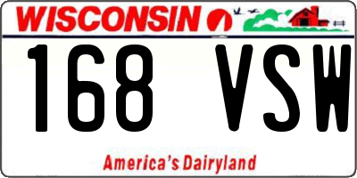 WI license plate 168VSW