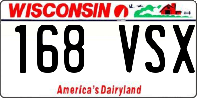 WI license plate 168VSX