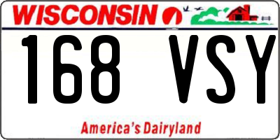 WI license plate 168VSY