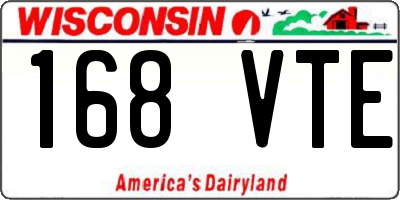 WI license plate 168VTE