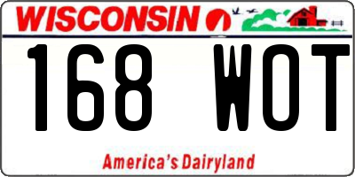 WI license plate 168WOT